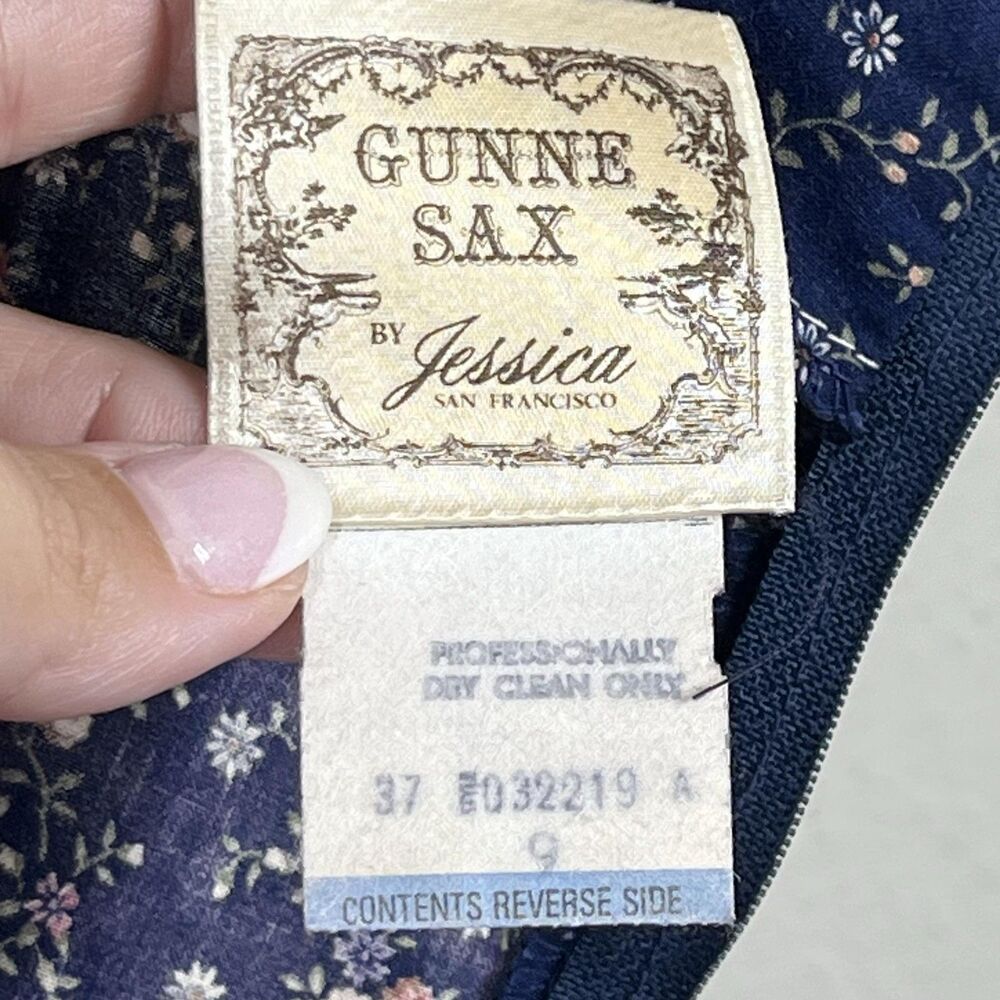 Vintage Gunne Sax Prairie Dress Women 9 Blue Floral Maxi Corset 70s Renaissance - Picture 8 of 11